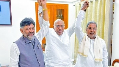 DK Shivakumar tweeted a picture of himself with Karnataka CM designate Siddaramaiah and Mallikarjun Kharge. DK Shivakumar tweeted a picture of himself with Karnataka CM designate Siddaramaiah and Mallikarjun Kharge.