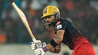 Royal Challengers Bangalores' Virat Kohli plays a shot during the Indian Premier League cricket match between Sunrisers Hyderabad and Royal Challengers Bangalore in Hyderabad, India, Thursday, May 18, 2023. (AP Photo/Mahesh Kumar A.) (AP) Royal Challengers Bangalores' Virat Kohli plays a shot during the Indian Premier League cricket match between Sunrisers Hyderabad and Royal Challengers Bangalore in Hyderabad, India, Thursday, May 18, 2023. (AP Photo/Mahesh Kumar A.) (AP)