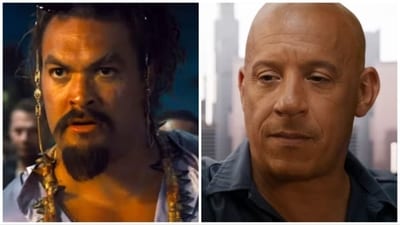 Jason Momoa and Vin Diesel in Fast X. Jason Momoa and Vin Diesel in Fast X.