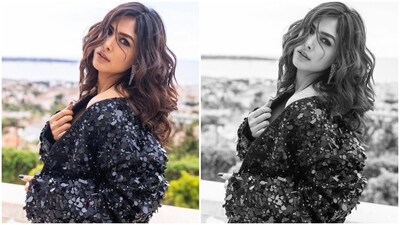 Mrunal accessorised the sultry black ensemble with striking jewellery, including shimmering silver dangling earrings and black Christian Louboutin pumps featuring killer high heels. A side-parted open wavy hairdo gave the finishing touch. (Instagram) Mrunal accessorised the sultry black ensemble with striking jewellery, including shimmering silver dangling earrings and black Christian Louboutin pumps featuring killer high heels. A side-parted open wavy hairdo gave the finishing touch. (Instagram)