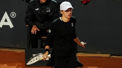 Poland's Iga Swiatek retires from her quarter-final match against Kazakhstan's Elena Rybakina  due to injury (REUTERS)