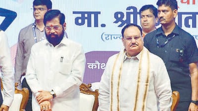 The Nadda-Shinde meeting and Nadda’s assurances are being seen as significant, given that BJP leaders had recently indicated that the Shinde Sena was a minor ally. The ongoing reports about Ajit Pawar and NCP MLAs being on the threshold of joining the BJP and subsequently the state government has also disturbed Shinde faction leaders. (HT PHOTO) The Nadda-Shinde meeting and Nadda’s assurances are being seen as significant, given that BJP leaders had recently indicated that the Shinde Sena was a minor ally. The ongoing reports about Ajit Pawar and NCP MLAs being on the threshold of joining the BJP and subsequently the state government has also disturbed Shinde faction leaders. (HT PHOTO)