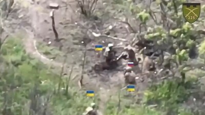 Members of the 225th Kharkiv Battalion are seen during an operation in the location given as near Bakhmut, Ukraine. (via REUTERS)