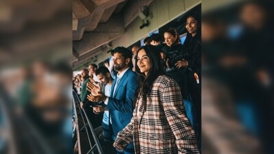 Shibani Dandekar and Farhan Akhtar are couple goals as they twin in formal outfits for a match. (Instagram/@shibaniakhtar) Shibani Dandekar and Farhan Akhtar are couple goals as they twin in formal outfits for a match. (Instagram/@shibaniakhtar)