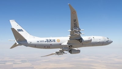 P8I aircraft carried out multiple searches despite adverse weather, the Indian Navy said. (Indian Navy/Twitter) P8I aircraft carried out multiple searches despite adverse weather, the Indian Navy said. (Indian Navy/Twitter)
