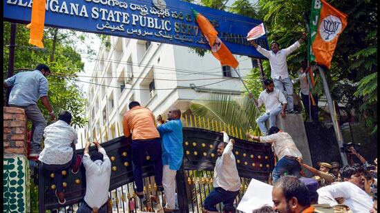 The Hyderabad police’s special investigation team is probing the Telangana Public Service Commission question paper leak case. (PTI)
