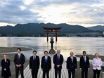 US President Joe Biden and other G7 leaders visit the Itsukushima Shrine on Miyajima Island in Hatsukaichi, Japan, Friday, May 19, 2023.