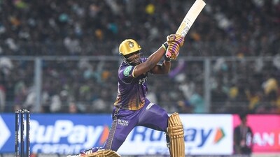 IPL 2023: Andre Russell plays a shot for KKR. (AFP) IPL 2023: Andre Russell plays a shot for KKR. (AFP)