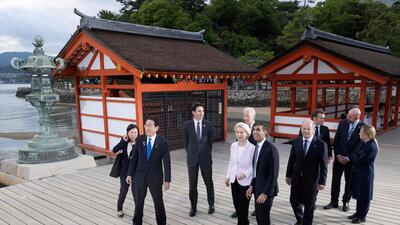 Leaders of the seven largest economies meeting in the Japanese city of Hiroshima again denounced Moscow’s aggression (AFP)