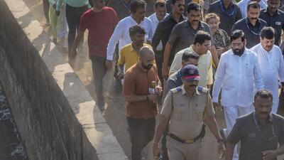 Mumbai, India - May 19, 2023: State of Maharashtra Hon. Chief Minister Eknath Shinde along with Brihanmumbai Municipal Corporation Commissioner and Administrator Iqbal Singh Chahal inspecting the desilting works at Milan Subway in Mumbai, India, on Friday. (Satish Bate/ Hindustan Times)
