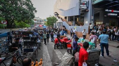 Rickshaws parked at the entry of Karol Bagh Metro station, in New Delhi on Friday. (Sanchit Khanna/HT) Rickshaws parked at the entry of Karol Bagh Metro station, in New Delhi on Friday. (Sanchit Khanna/HT)