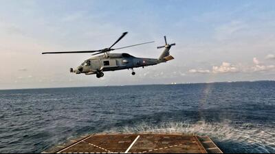 The MH60R helicopter undertook maiden landings on the indigenously designed and constructed destroyer INS Kolkata (Twitter/indiannavy) The MH60R helicopter undertook maiden landings on the indigenously designed and constructed destroyer INS Kolkata (Twitter/indiannavy)