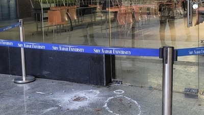 The spot at where the incident took place in Shiv Nadar University in Greater Noida. (HT Photo) The spot at where the incident took place in Shiv Nadar University in Greater Noida. (HT Photo)