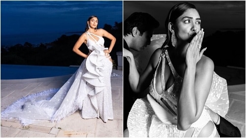Mrunal Thakur wears a custom Falguni Shane Peacock gown for her debut on the Cannes Film Festival red carpet. (Mrunal Thakur) Mrunal Thakur wears a custom Falguni Shane Peacock gown for her debut on the Cannes Film Festival red carpet. (Mrunal Thakur)