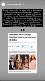 Zeenat Aman wrote about the article on her Instagram Stories.