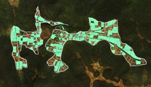 Figure 2. Plots for which rights have been approved so far (in pale green); other plots remain unrecognised.