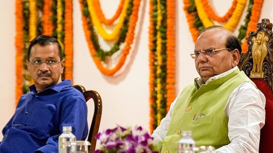 Delhi LG VK Saxena and Chief Minister Arvind Kejriwal (PTI file)