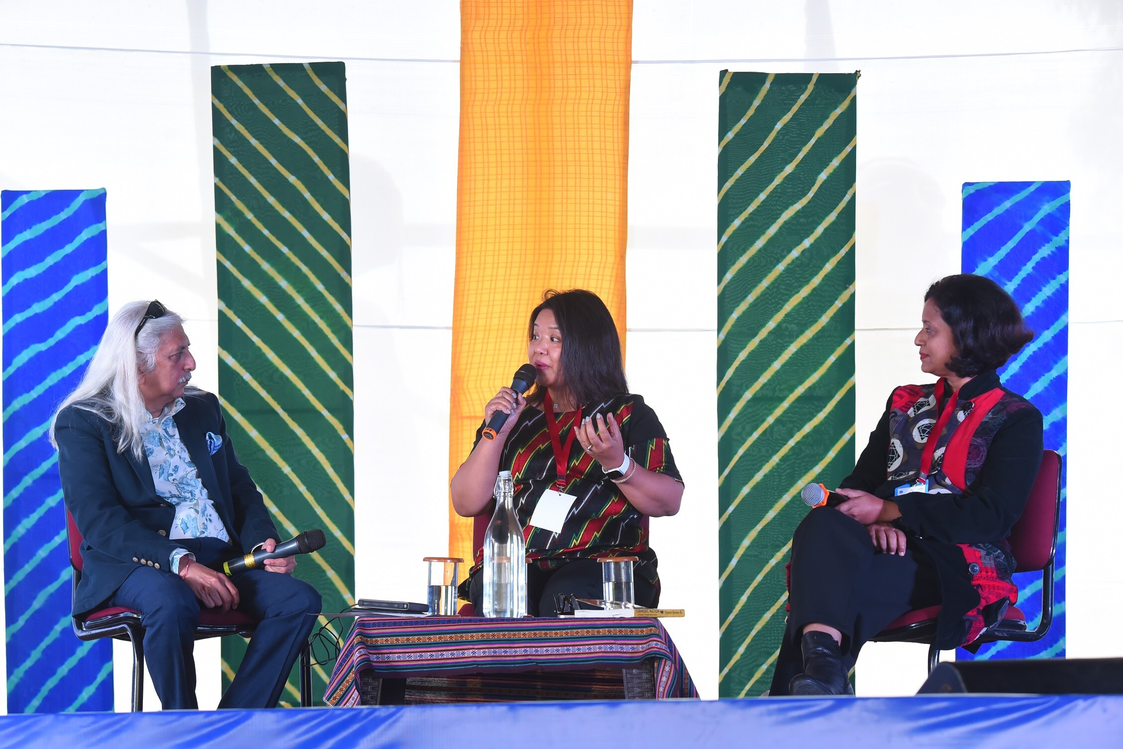 Festival director Sanjoy K Roy L) in conversation with Hoihnu Hauzel and Shylashri Shankar. (Courtesy SALF) Festival director Sanjoy K Roy L) in conversation with Hoihnu Hauzel and Shylashri Shankar. (Courtesy SALF)