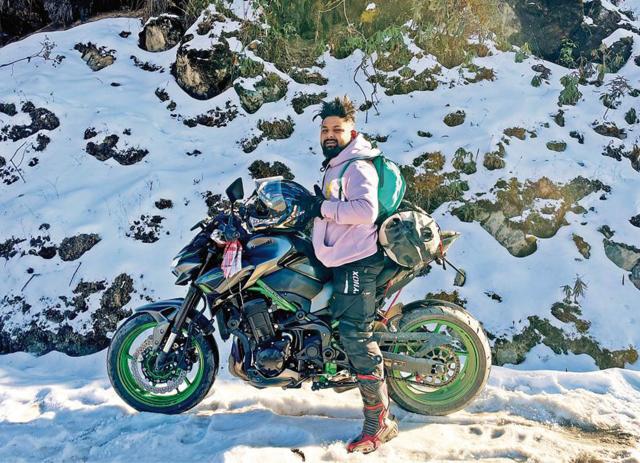 Biker Kongkon Talukdar from Guwahati prefers tough mountain trails with his Kawasaki Z900. Biker Kongkon Talukdar from Guwahati prefers tough mountain trails with his Kawasaki Z900.