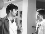 Karan Johar and Shah Rukh Khan on Kuch Kuch Hota Hai sets.