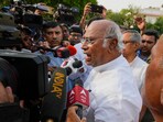 Congress President Mallikarjun Kharge speaks with the media. Congress President Mallikarjun Kharge speaks with the media.