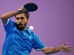 Gnanasekaran Sathiyan in action.