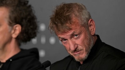 US actor Sean Penn attends a press conference for the film "Black Flies" during the 76th edition of the Cannes Film Festival in Cannes, southern France. (AFP)