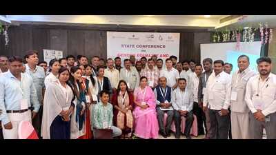 Representatives of civil society organisations from U.P. with Shuchita Chaturvedi, member of UP State Commission for Protection of Child Rights at the C20 meeting for NGOs. (HT Photo) Representatives of civil society organisations from U.P. with Shuchita Chaturvedi, member of UP State Commission for Protection of Child Rights at the C20 meeting for NGOs. (HT Photo)