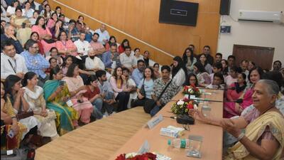 Sudha Murty interacting with faculty and students at Panjab University. (HT File) Sudha Murty interacting with faculty and students at Panjab University. (HT File)