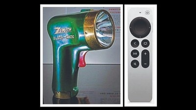 The Zenith Flash-Matic, the world’s first remote control for a TV set. And the Apple TV 4K. The Zenith Flash-Matic, the world’s first remote control for a TV set. And the Apple TV 4K.