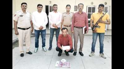 The accused, Jayesh Ravji Sejpal, in the Karnal police custody. (HT photo) The accused, Jayesh Ravji Sejpal, in the Karnal police custody. (HT photo)