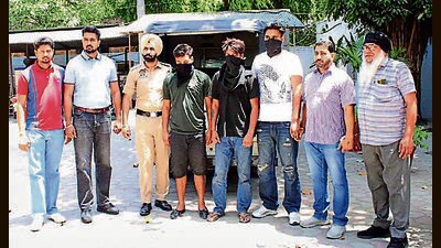 The accused in custody of Khanna police on Saturday. (HT Photo) The accused in custody of Khanna police on Saturday. (HT Photo)