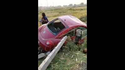 The car with Punjab registration number (PB23-J-0001) is in the name of Kamaljit Singh, the father of the accused, who is one of the directors of a mall in Zirakpur. (HT File) The car with Punjab registration number (PB23-J-0001) is in the name of Kamaljit Singh, the father of the accused, who is one of the directors of a mall in Zirakpur. (HT File)