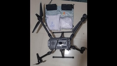 The downing of three drones comes two days after a high-level coordination meeting between the BSF and Punjab Police officials to tackle the threat of drones . (HT Photo) The downing of three drones comes two days after a high-level coordination meeting between the BSF and Punjab Police officials to tackle the threat of drones . (HT Photo)