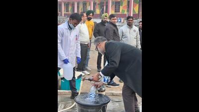 Though the factory authorities claimed that it is a ‘zero-liquid discharge’ unit, wastewater was being pumped into the ground through borewells. (HT File Photo) Though the factory authorities claimed that it is a ‘zero-liquid discharge’ unit, wastewater was being pumped into the ground through borewells. (HT File Photo)