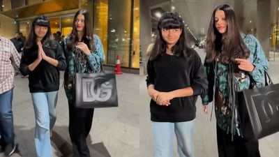 Aaradhya Bachchan with Aishwarya Rai at Mumbai airport. (Pics: Varinder Chawla) Aaradhya Bachchan with Aishwarya Rai at Mumbai airport. (Pics: Varinder Chawla)