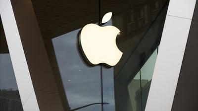 An Apple logo adorns the facade of the downtown Brooklyn Apple store in New York. (AP)