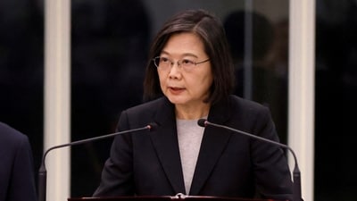 Taiwan President Tsai Ing-wen speaks. (REUTERS)
