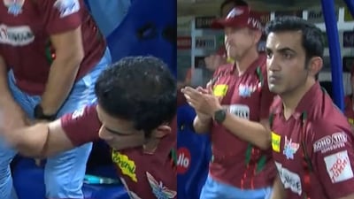 Gambhir's intense celebration after LSG survive Rinku onslaught, 'Kohli' chants Gambhir's intense celebration after LSG survive Rinku onslaught, 'Kohli' chants