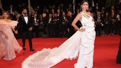 Mrunal Thakur of Sita Ramam fame made her Cannes debut in a white pannelled gown by Falguni and Shane Peacock. She called it a ‘night to remember’ as she shared her pictures from the red carpet on Instagram. The two designers also accompanied her to the festival.&nbsp; 