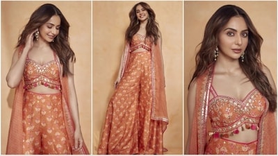 Rakul Preet Singh's latest photoshoot is the ultimate source of inspiration for the upcoming summer wedding season. Renowned for her impeccable fashion sense, the actress continues to captivate fashion enthusiasts with her stunning Instagram diaries. Her recent ethnic ensemble has set social media abuzz, leaving her fans spellbound and unable to divert their gaze from her mesmerizing traditional appearance. (Instagram/@rakulpreet) Rakul Preet Singh's latest photoshoot is the ultimate source of inspiration for the upcoming summer wedding season. Renowned for her impeccable fashion sense, the actress continues to captivate fashion enthusiasts with her stunning Instagram diaries. Her recent ethnic ensemble has set social media abuzz, leaving her fans spellbound and unable to divert their gaze from her mesmerizing traditional appearance. (Instagram/@rakulpreet)