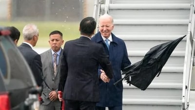 Joe Biden: US president Joe Biden arrives in Japan. Joe Biden: US president Joe Biden arrives in Japan.