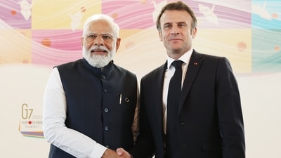 PM Modi engaged in a productive bilateral meeting with French President Emmanuel Macron, held on the sidelines of the G7 Summit in Hiroshima. Their discussions encompassed a wide range of topics, including Prime Minister Modi's upcoming visit to France in July to commemorate Bastille Day. (Twitter/@PMOIndia) PM Modi engaged in a productive bilateral meeting with French President Emmanuel Macron, held on the sidelines of the G7 Summit in Hiroshima. Their discussions encompassed a wide range of topics, including Prime Minister Modi's upcoming visit to France in July to commemorate Bastille Day. (Twitter/@PMOIndia)