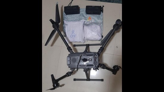 The downing of three drones comes two days after a high-level coordination meeting between the BSF and Punjab Police officials to tackle the threat of drones . (HT Photo)
