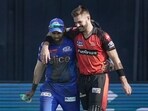 Aiden Markram and Suryakumar Yadav during the IPL 2023 match between Sunrisers Hyderabad and Mumbai Indians at Wankhede Stadium