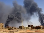 Smoke rises above buildings after aerial bombardment, during clashes between the paramilitary Rapid Support Forces and the army in Khartoum North, Sudan, May 1.
