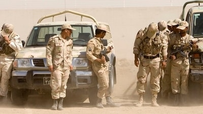 Iranian police at the border with Afghanistan near Zabol, Sistan-Baluchistan, Iran. (Reuters) Iranian police at the border with Afghanistan near Zabol, Sistan-Baluchistan, Iran. (Reuters)