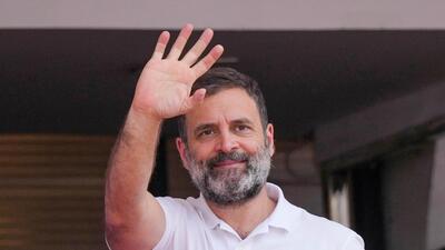 Bengaluru: Congress leader Rahul Gandhi during the swearing-in ceremony of Karnataka Chief Minister Siddaramaiah, at Kanteerava Stadium in Bengaluru, Saturday, May 20, 2023. (PTI Photo/Shailendra Bhojak)(PTI05_20_2023_000206A) (PTI) Bengaluru: Congress leader Rahul Gandhi during the swearing-in ceremony of Karnataka Chief Minister Siddaramaiah, at Kanteerava Stadium in Bengaluru, Saturday, May 20, 2023. (PTI Photo/Shailendra Bhojak)(PTI05_20_2023_000206A) (PTI)