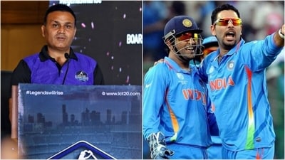 Virender Sehwag; MS Dhoni with Yuvraj Singh (IPL) Virender Sehwag; MS Dhoni with Yuvraj Singh (IPL)