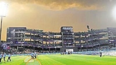 Ground staff cover the field after rain delayed a match between Delhi Capitals and Kolkata Knight Riders at Arun Jaitley Stadium in Delhi. (ANI) Ground staff cover the field after rain delayed a match between Delhi Capitals and Kolkata Knight Riders at Arun Jaitley Stadium in Delhi. (ANI)